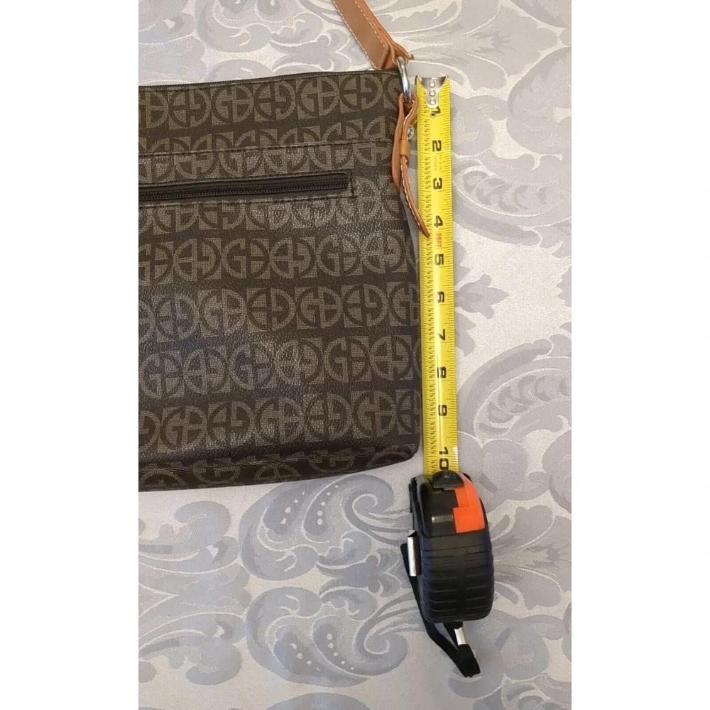 Giani Bernini Crossbody Bag Brown Faux Leather Block Logo Shoulder‎ Purse